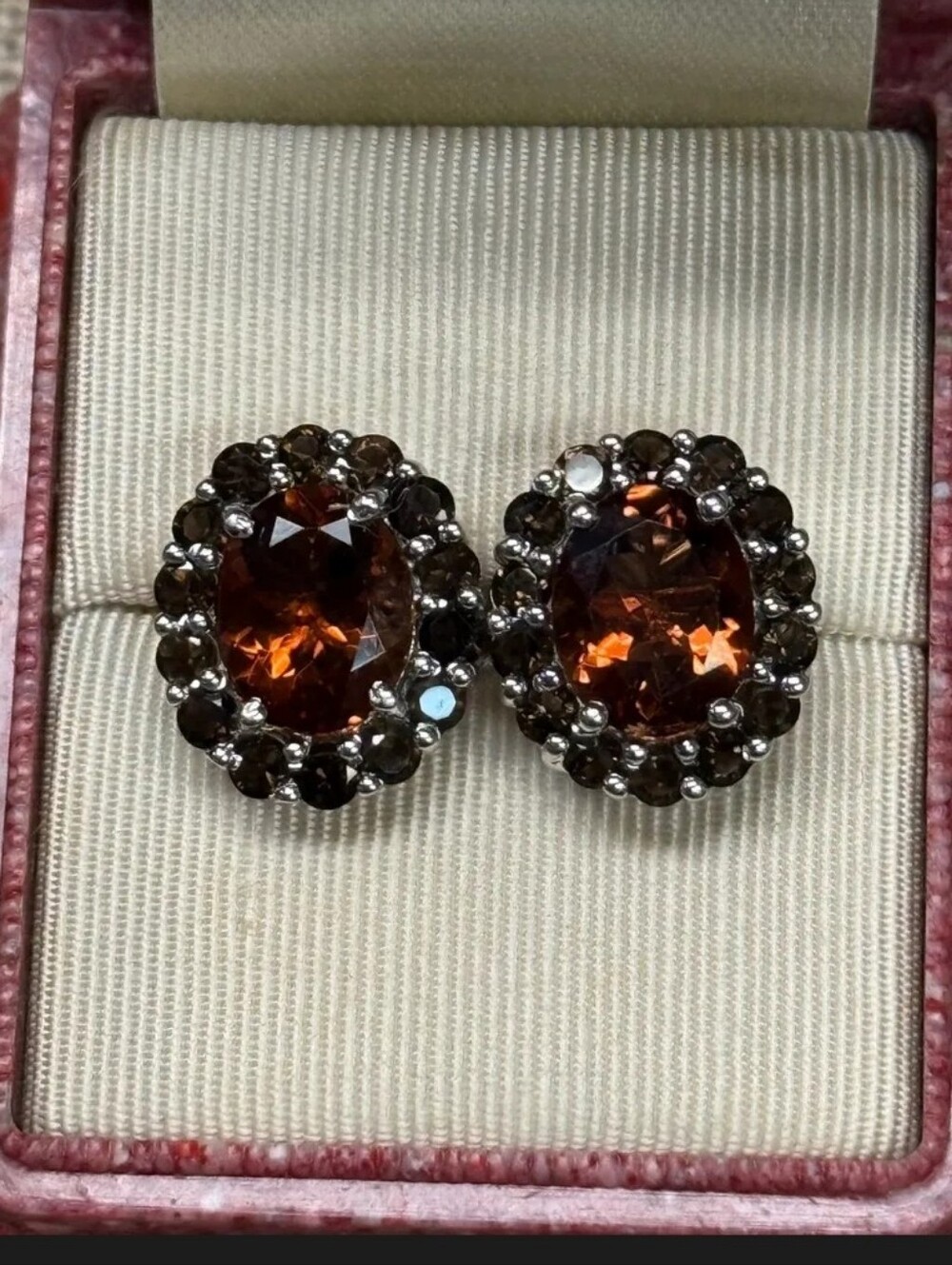 Sterling Silver Mocha Scapolite & Brazilian Smoky Quartz Stud Earrings - Picture 2 of 6